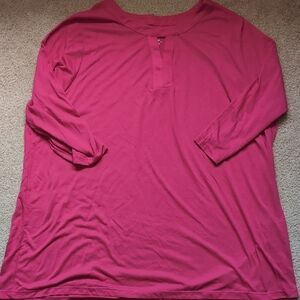 Just My Size Pink Polo T-Shirt 3/4 Sleeve Relaxed